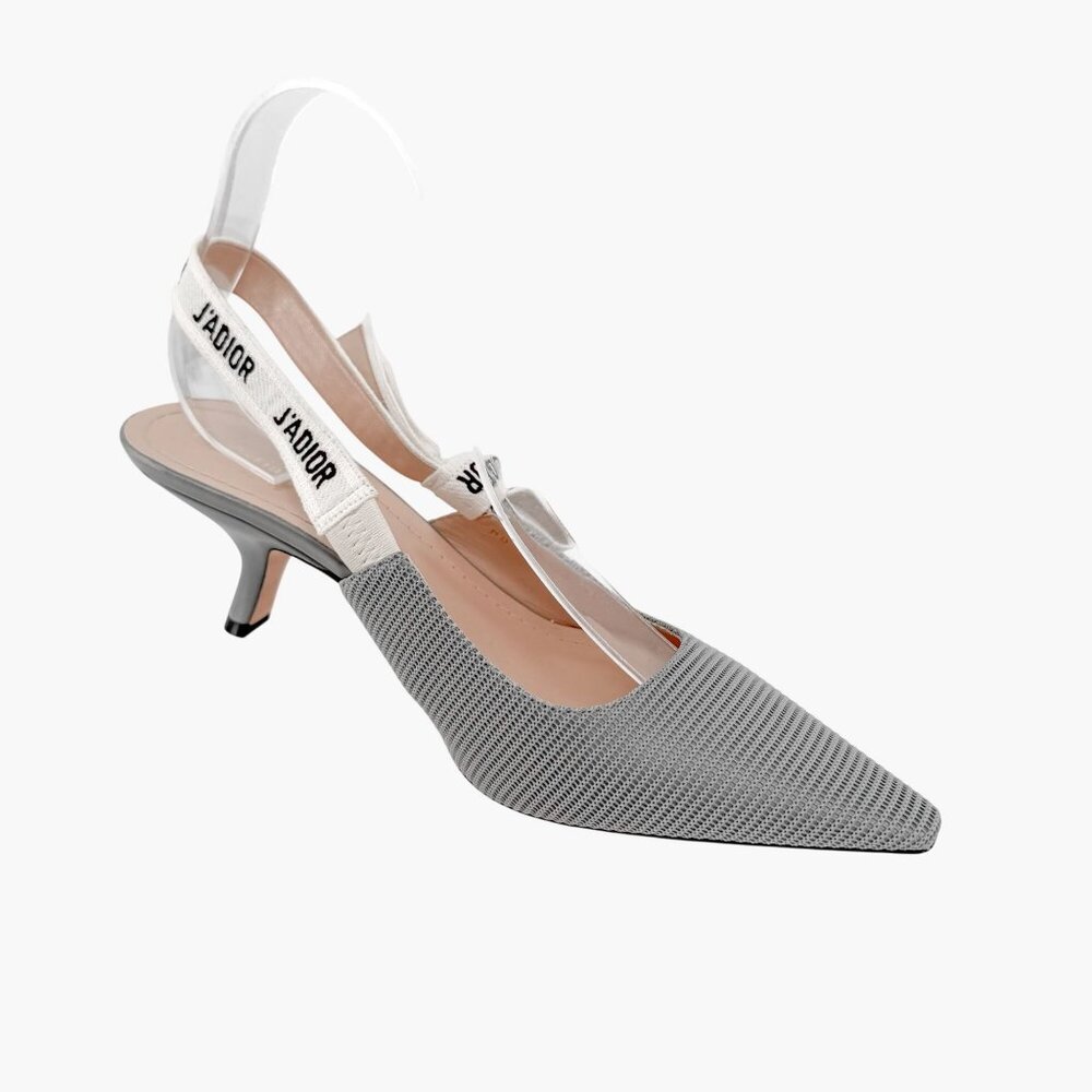 Christian Dior J’Adior Gray Slingback Pumps Size 39.5 US 9.5 Technical Mesh Heel - Picture 10 of 14